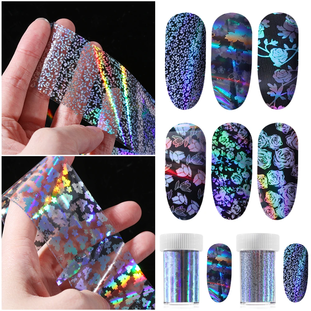 

4*100cm Holographic Nail Foil Sticker Geometric Christmas Snowflake Nail Art Transfer foil Sticker Water Slide Nail Art Decals