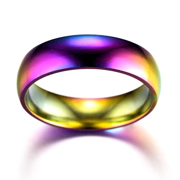 

Size 16-23mm Men Women Rainbow Colorful Lose Weight Ring Titanium Steel Wedding Band Ring
