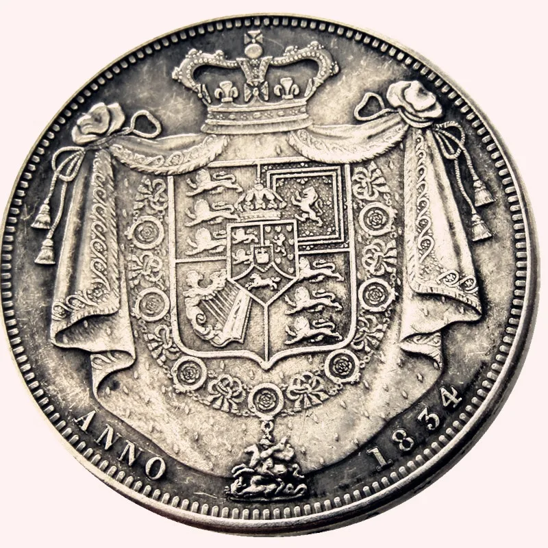 

Great Britain William IV Silver Plated Crown 1834 Copy Coin
