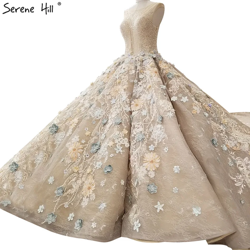 

Highend Luxury Sexy Composite Lace Wedding Dresses 2019 Colored Flowers Sequined Fashion Vintage Bridal Gown Real Picture
