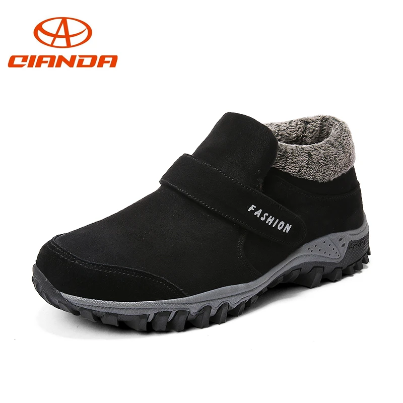 

Outdoor Shoes Men Warm Plus Velvet Sneakers New Winter High-top Anti-slip Wear Resistant Mens Hiking Shoes Big Size US7-10.5