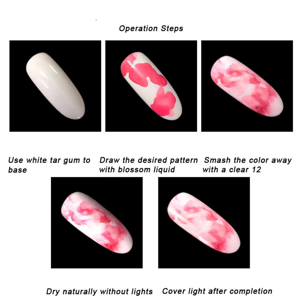 Цветок Лак для ногтей акварель мрамор чернила для ногтей волшебный цветок гель красивый Flowe
