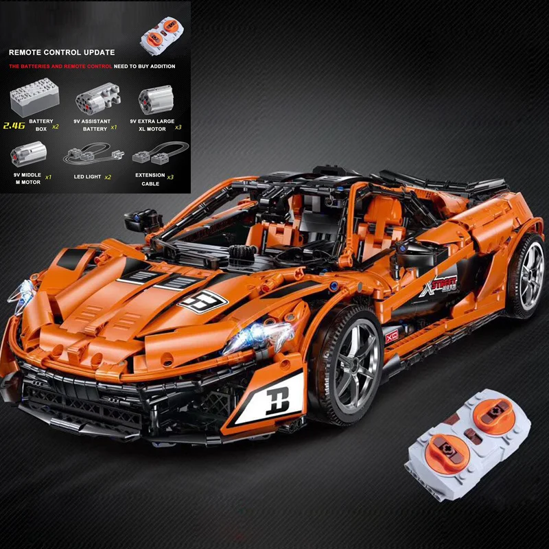 20087 DHL MOC Technic серия совместима с MOC-16915 белый P1 Комплект гоночных автомобилей детские строительные блоки кирпичи приложение RC автомобиль