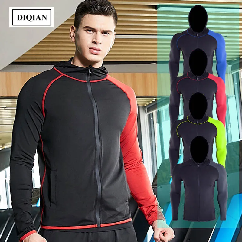 Bodybuilding Hooded Running Jacket For Men Long Sleeve Male Autumn