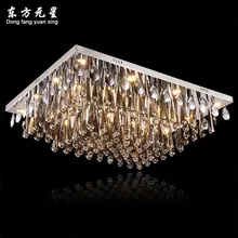 crystal chandelier led lamp rectangle shape smoky grey crystal lustres luxury light decoration