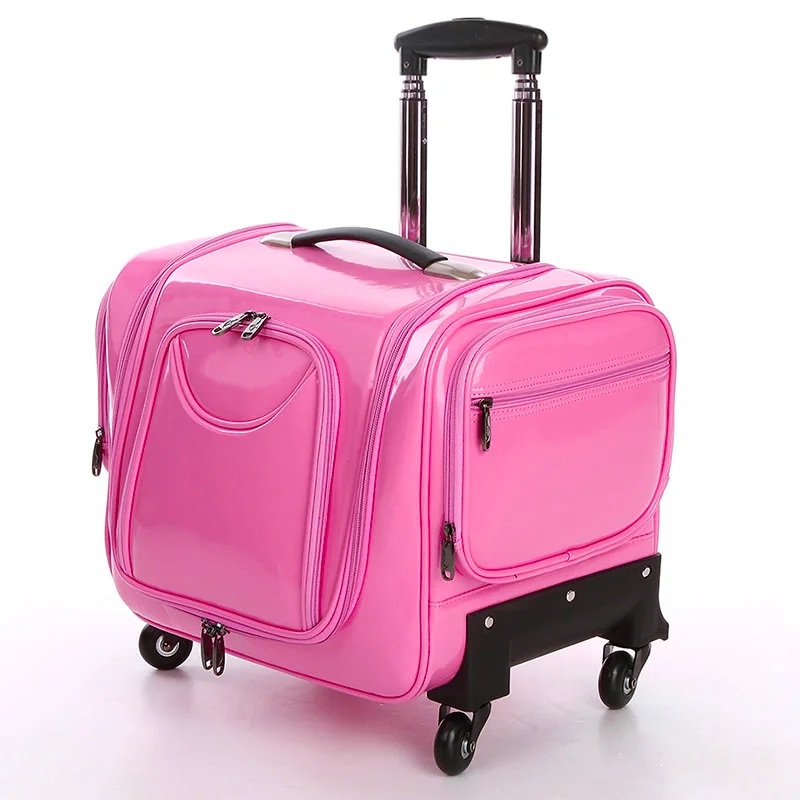 Travel tale Черный крокодил Rolling Чемодан 19 дюймов многофункциональная чемодан из ПУ-кожи колеса Для женщин Косметический Кейс на колесиках путешествия - Цвет: Розовый