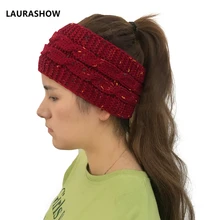 10 цветов Женская мода шерстяная вязаная вязаный крючком бант повязка на голову повязка для волос ухо комфорт грелка