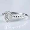 Women Fine Jewelry Solid 14k White Gold 4x6mm Pear Cut Diamonds Semi Mount Engagement Wedding Ring Valentine's day Birthday Gift 1