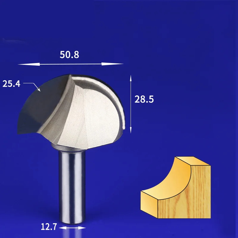 6,35 мм и 12,7 мм-1 шт., твердый карбид cnc деревообрабатывающий вставной маршрутизатор бит, круглое дно Древесины Гравировальный фрезерный резак, MDF Концевая мельница - Длина режущей кромки: 12.7 x 50.8