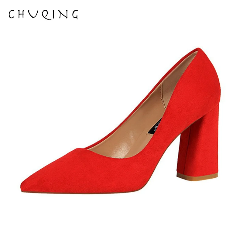  CHUQING Simple Thick with High-heeled Professional OL Was Thin Women's Shoes High-heeled Shoes