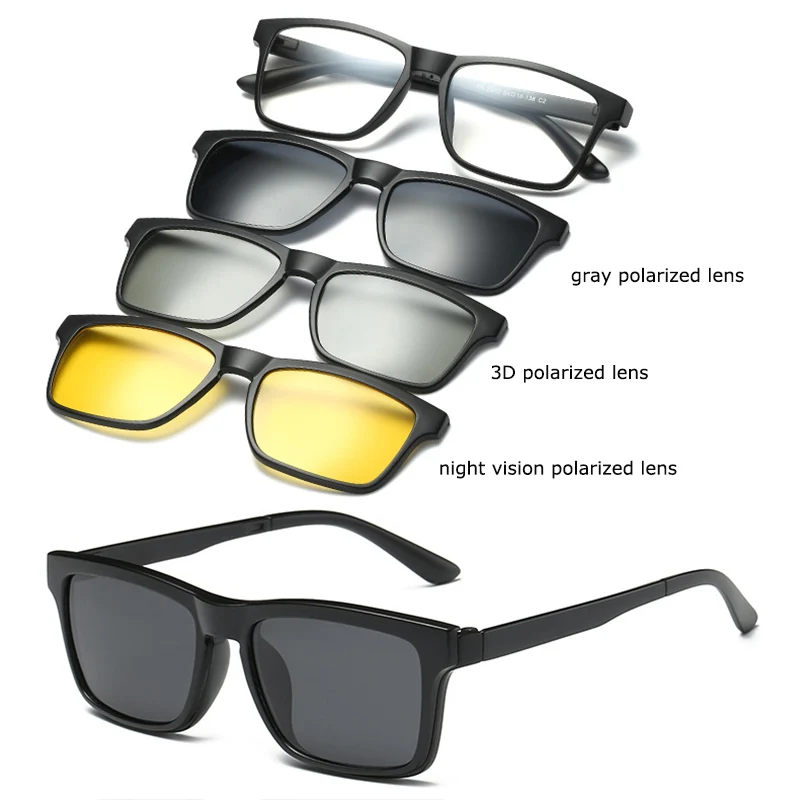 Belmon, оправа для очков, для мужчин и женщин, с 3 шт., на клипсе, 3D, поляризационные солнцезащитные очки, магнитные очки, мужские, для вождения, близорукость, оптические, RS478 - Цвет оправы: RS478 C02 2202