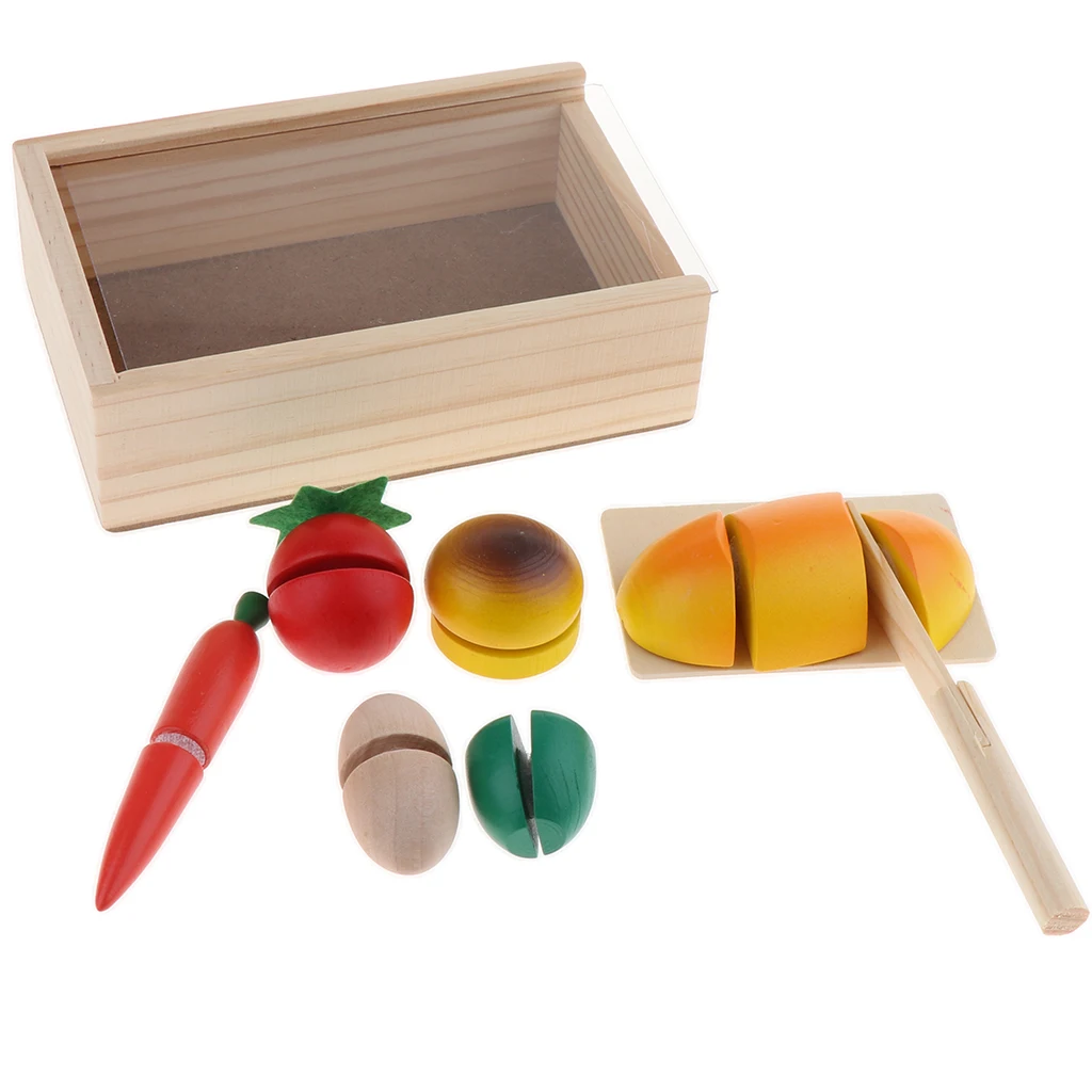 Wooden Children Simulation Cut Fruit and Vegetables Cooking Toys For Kids Education Montessori Gifts