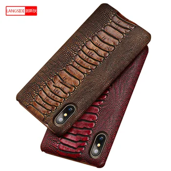 

LANGSIDI High end Ostrich foot pattern phone case for iphone x 6 7 8 8plus 5 5s SE Half pack Shock protection cover Breathable