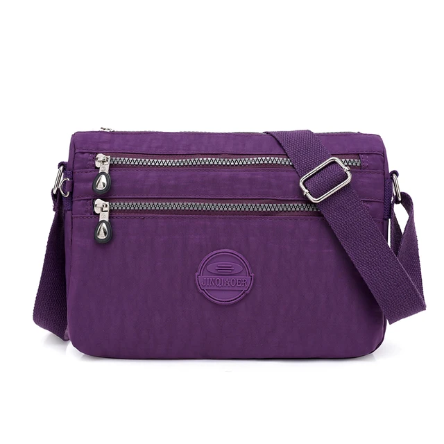 Fashion Women Shoulder Bag Casual Nylon Crossbody Bag Messenger Multilayer Bags Female Handbags Bolsos Sac A Main Purple