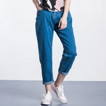 LEIJIJEANS Весна и Лето Плюс Размер 40-120 кг костюм 2 сплошной цвет средняя талия Полная длина Мода свободные гарем женские джинсы