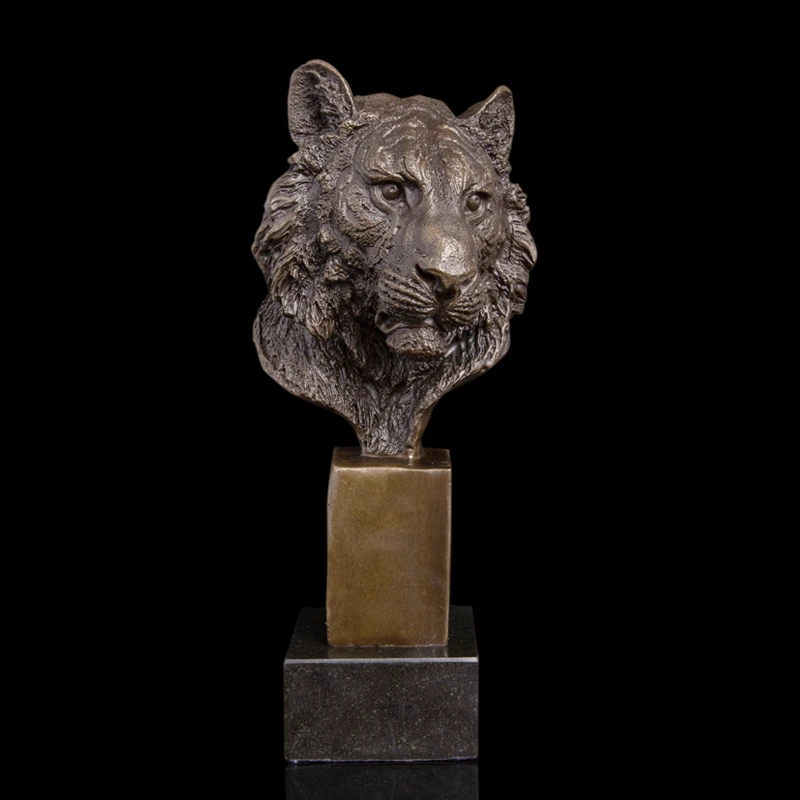 

Arts Crafts Copper Modern Sculpture High Quality Bronze Tiger Head sculpture Figurine feng shui Statue tigers Bust statue Home D