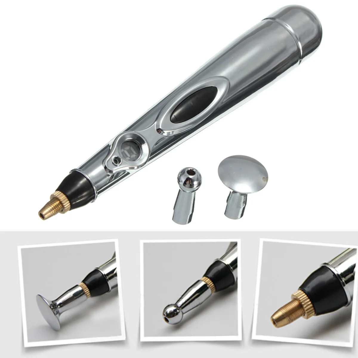 Electric Meridian Acupunture Pen With Massage Heads Acupuncture Point Pulse Energy Pain Relief Therapy Heal Body Massage Pen