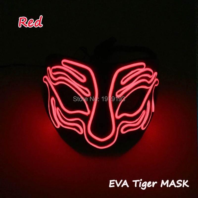 Новинка 2019 светящаяся неоновая маска EL wire EVA Tiger для танцев украшение