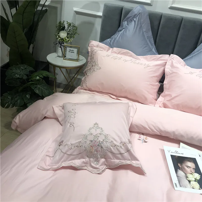 Little Daisy embroidery Bedding Sets girls Beddingset egyptian cotton Bed Linen Duvet Cover Bed Sheet Pillowcase/bed Sets 4/7pcs