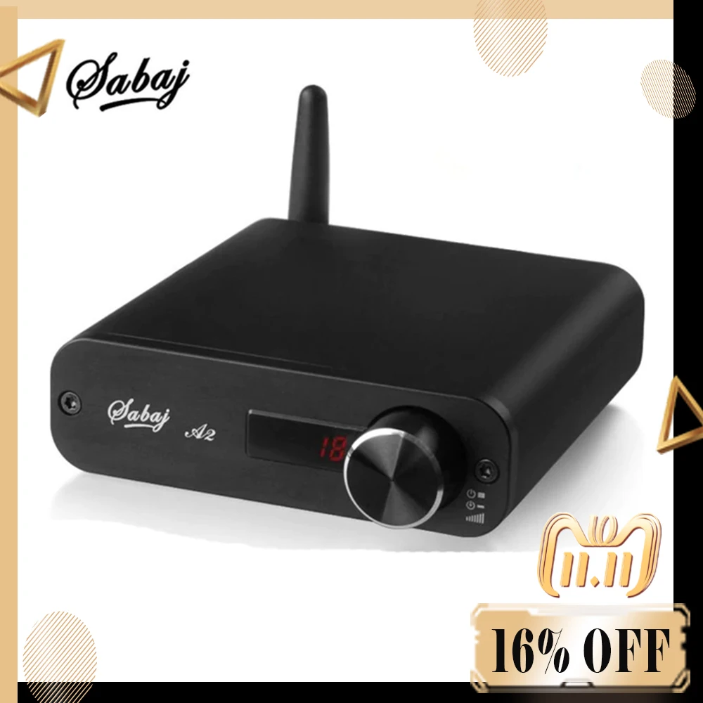 Sabaj Digital Bluetooth Amplifier A2 Portable Audio Amp Hifi Class D Built-in AptX Bluetooth CSR 4.0 55Wx2 RMS Black Silver Sabaj Digital Bluetooth Amplifier A2 Portable Audio Amp Hifi Class D Built-in AptX Bluetooth CSR 4.0 55Wx2 RMS Black Silver