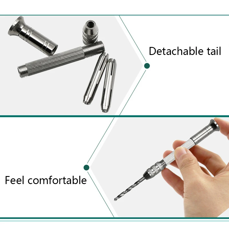 New Useful Practical 0.7-3mm Hand Drill + 10pcs Twist Drill Set Sliding Drilling Metal Spiral Tool With Drill