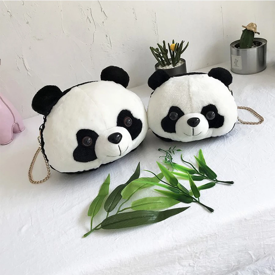

Ins Cartoon cute plush panda women's shoulder messenger bag girl chain soft small bag lovely parent-child mobile phone clutch