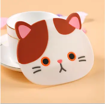 

100 Piece Silicone Dining Table Placemat Coaster Cartoon Cat Animal Kitchen Accessories Mat Coffee Cup Bar Mug Drink Pads