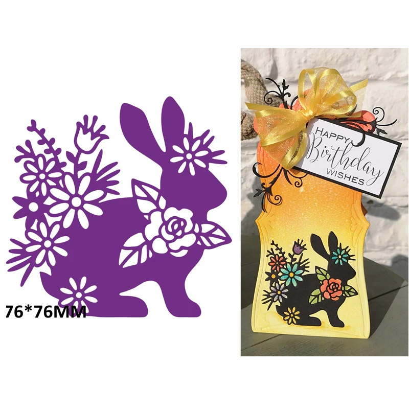 

Floral Rabbit Metal Cutting Dies Scrapbooking Craft Decoration DIY Card Album Making Template Embossing Die Cut New 2019
