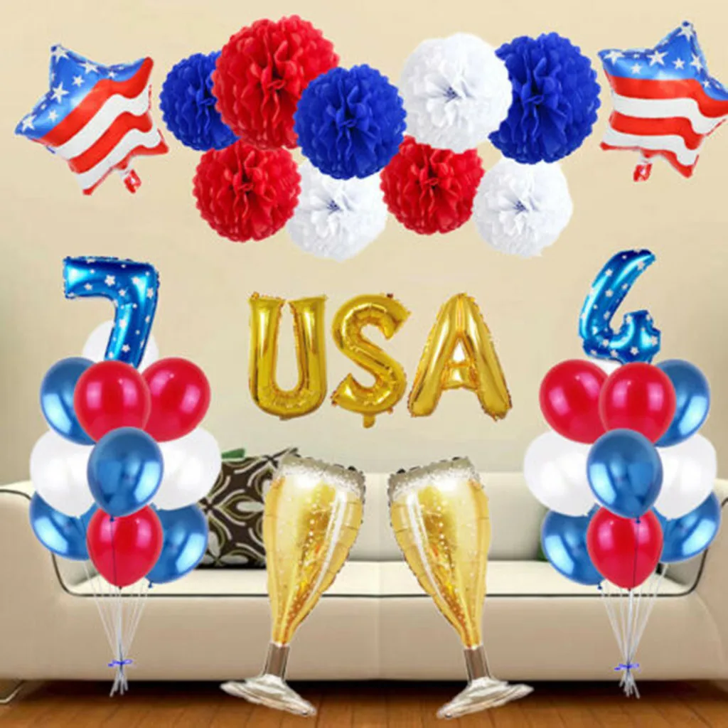 

Digital Letter balloon aluminum film Party decoration balloons Not easy to explode Independence Day Set Flag Patriotic L527