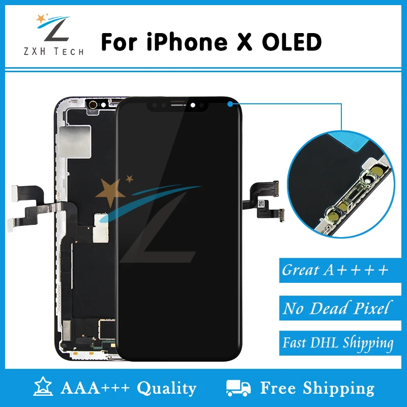 Класс AAA + OEM OLED для iPhone X XR XS ЖК экран Замена объектива Pantalla с 3D сенсорным