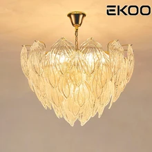 EKOO арт дизайн стекло дерево подвесные светильники современный стеклянный лист тени Декор золотой блеск домашнего освещения