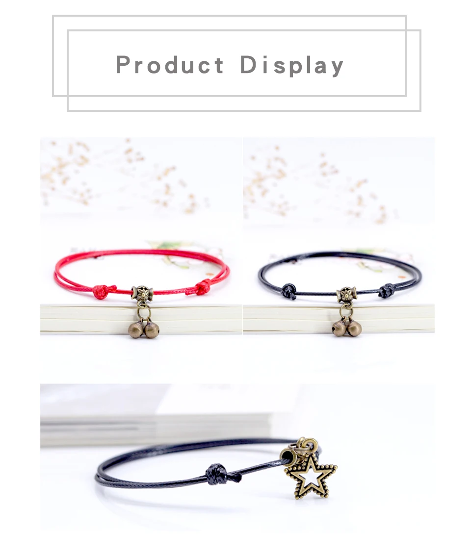 2019 New Handmade Red Rope Bells Stars Sound Anklet Accessories Ladies And Sisters Girlfriends Couple Simple Personality Feet (7)