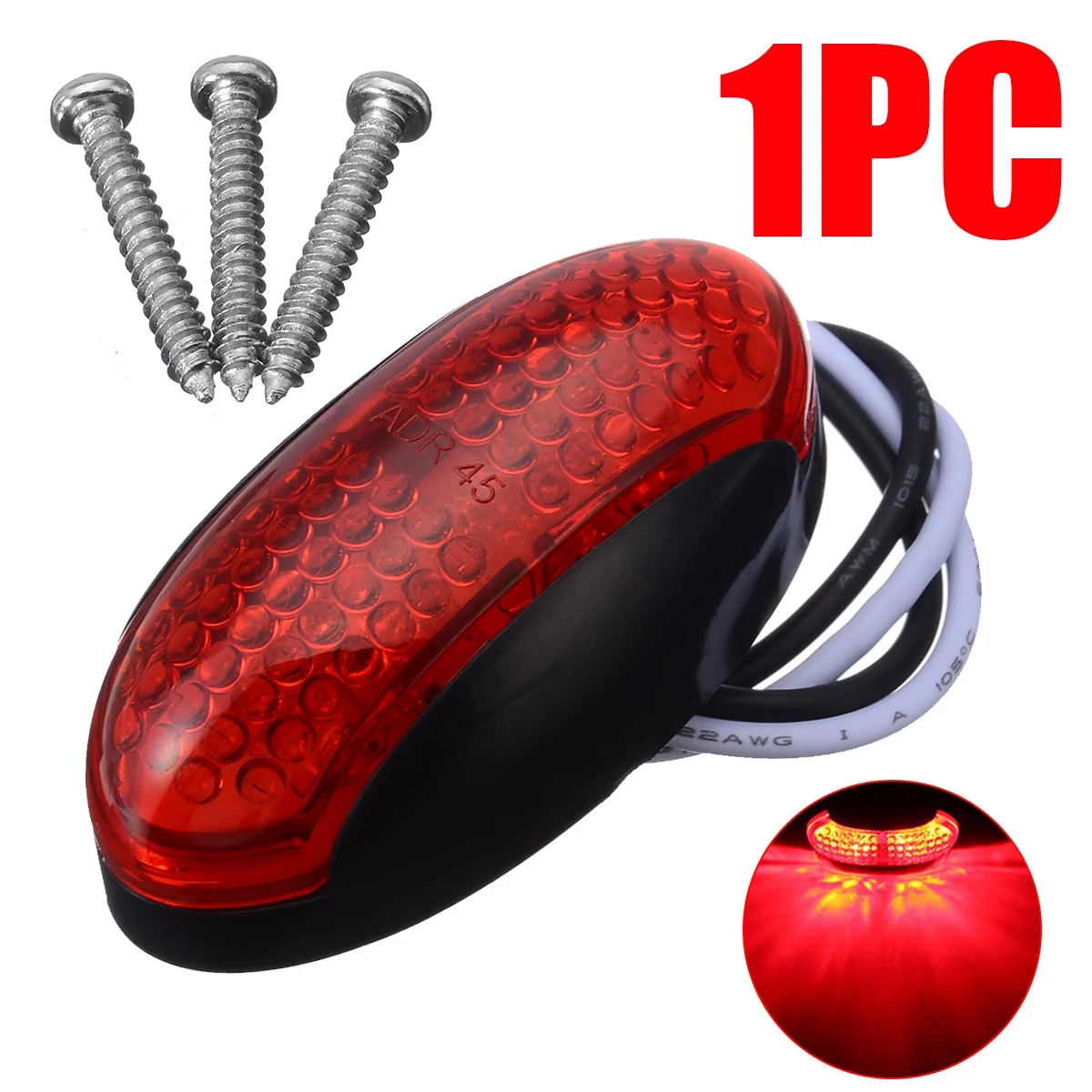 

1pcs Red 4LED 10V 30V Car Side Marker Indicator Light For Car Truck Trailer Lorry Warning Tail Light