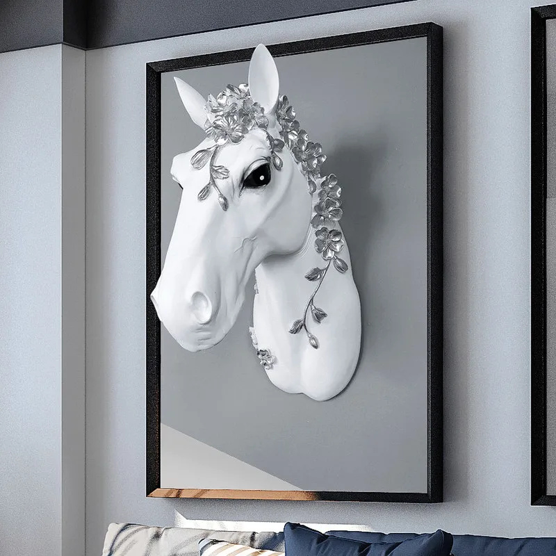3D Полимерная настенная статуя головы лошади скульптура животного фрески для