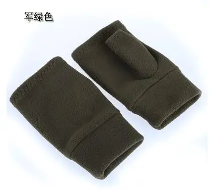 Зимние уличные перчатки для бега, утолщенные теплые перчатки, перчатки на половину пальца - Цвет: Коричневый