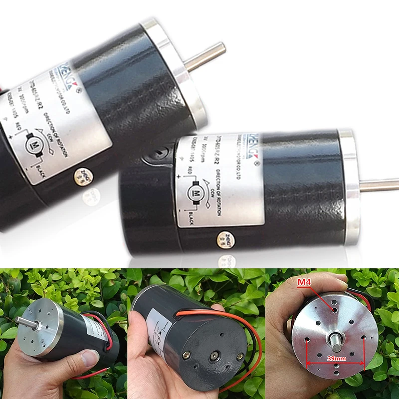 

1pc DC 24V Gear Motor 3000RPM 60W High Power Carbon Brush Motor Ball Bearing DC Gear Motor Shaft Diameter 6.3mm