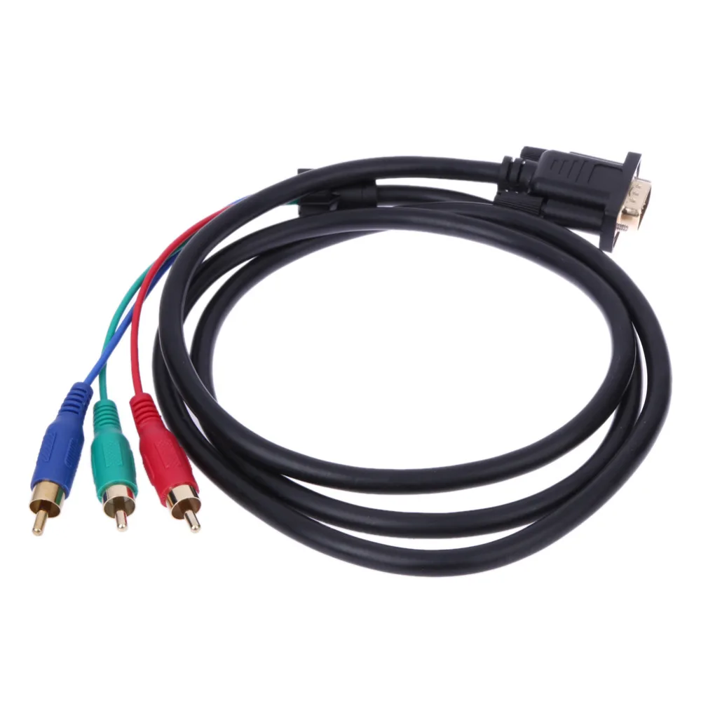 

ALLOYSEED 1.5m 5Ft VGA To TV 3 RCA Component AV Premium Version Audio Cable Adapter Cable For PC Laptop Computer