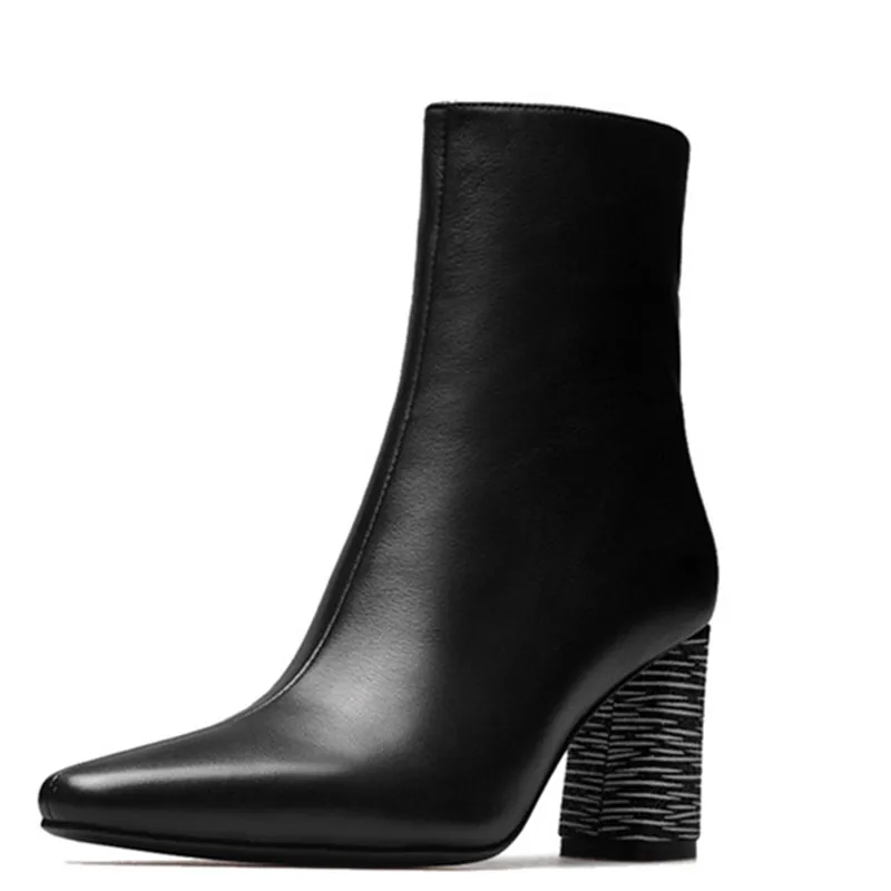 

LOVEXSS Woman Autumn Winter Zipper Ankle Boots Fashion sexy Plus Size 34 39 Martin Boots Black High Heeled Shoes 2018