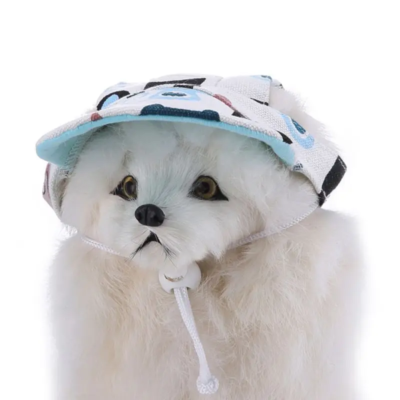 Новая шляпа с принтом собаки с отверстиями для ушей, летняя парусиновая камуфляжная бейсболка для маленьких собак, уличные аксессуары для пеших прогулок