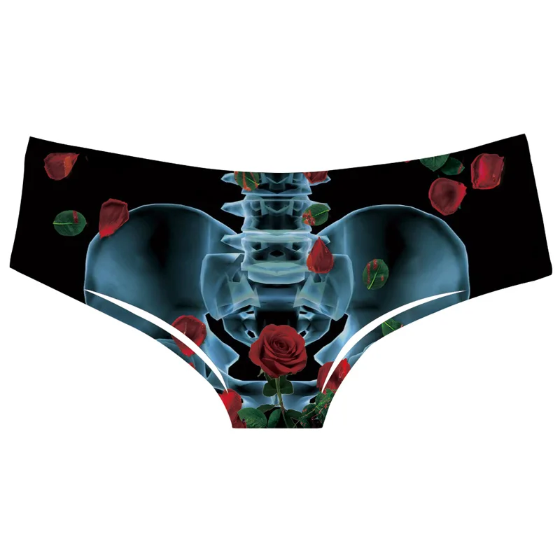

Funny Panties 3d Print Rose Skull Cat Underwear Funny Female Anti Emptied Women Briefs Female Panty Lingerie Intimates