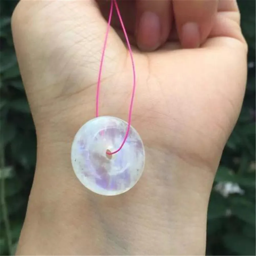 Genuine Natural Moonstone Blue Light Gem Stone Donut Shape Women Necklace Charm Pendant AAAA Genuine Natural Moonstone Blue Light Gem Stone Donut Shape Women Necklace Charm Pendant AAAA