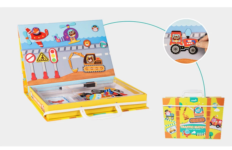 Magnetic Cartoon Puzzle 3D Traffic Matching Jigsaw Games Toy Early Learning Traffic Puzzles Educational Toys for Child Kids Gift_16