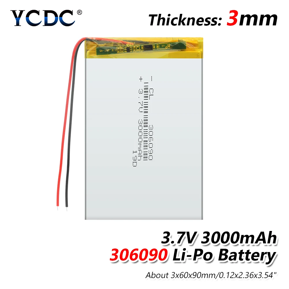 1/2/4 Перезаряжаемые 3,7 в 3000 мАч 306090 литий-полимерный Li Ion Lipo Батарея для электронной книги Мощность банк планшет Камера радио Тетрадь