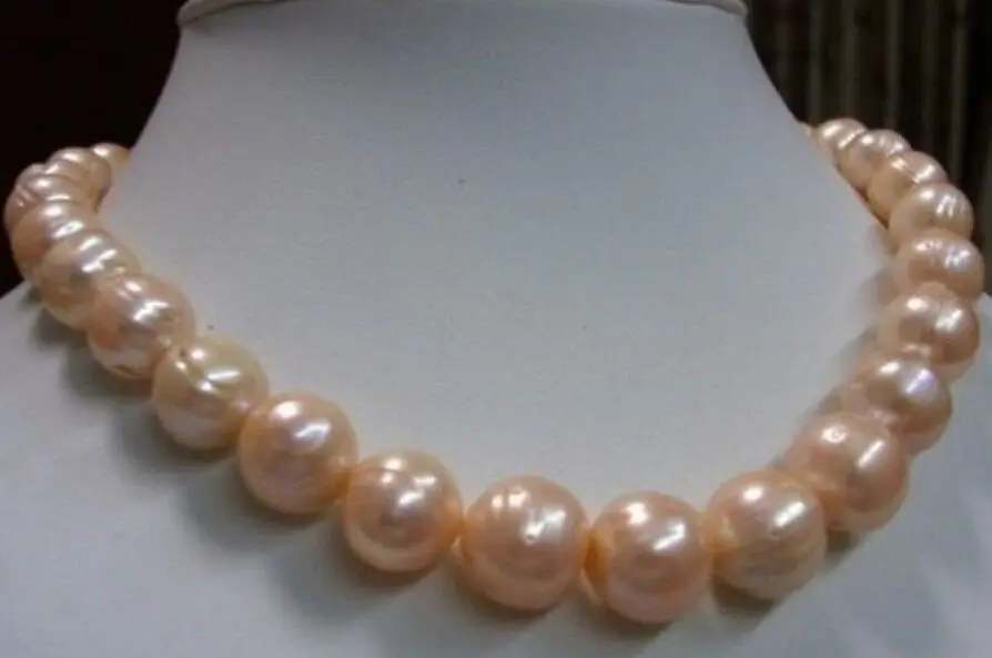 

shipping 11-13MM real natural South Sea Pink Baroque Pearl Necklace