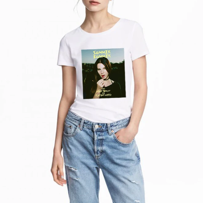 Женская футболка свободного кроя с круглым вырезом lana del rey печатная Футболка