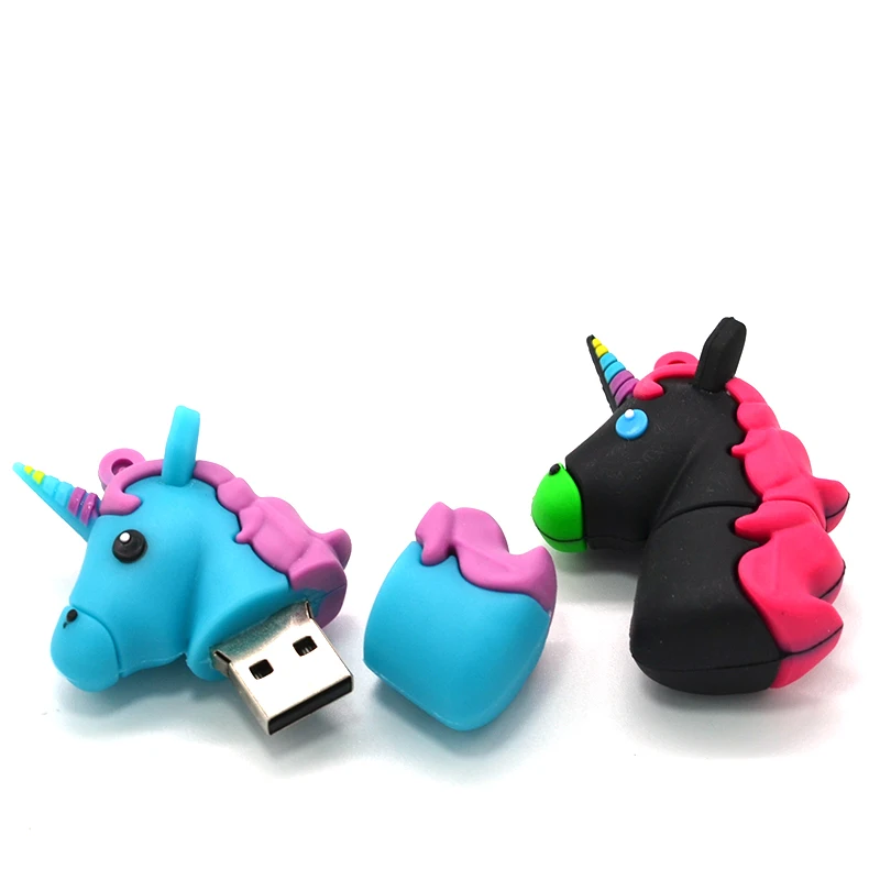 Стиль мультфильм Единорог USB флеш-накопители реальная емкость лошадь ручка привода 1 ГБ 8 ГБ 16 ГБ 32 ГБ 64 ГБ Миньоны карта памяти флешки