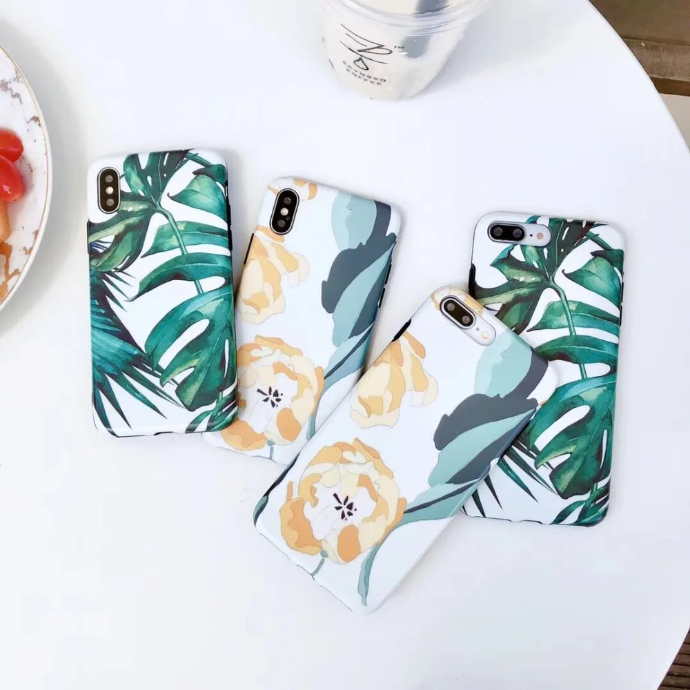 

JSPYL Luxury Phone Bag for iPhone xs max xr Case Soft Silicone Banana leaf Back Protection Fundas Case for iPhone XS 7 8 Case