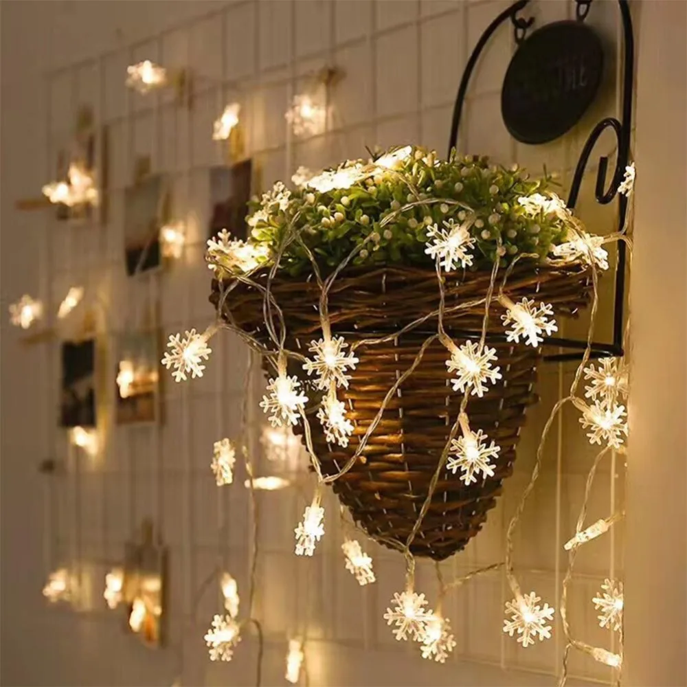 LED Snowflake String Fairy Lights New Year Xmas Party Wedding Garden