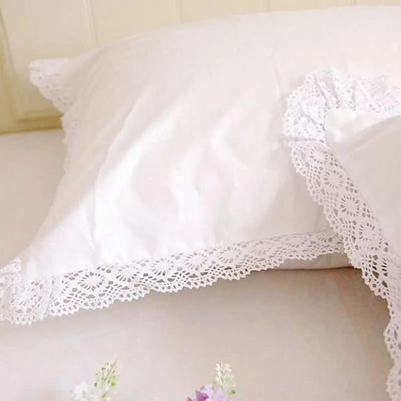 

2pcs Sale white Embroidered pillow case European style satin cotton pillowcase bedding pillow sham luxury pillow cover no filler