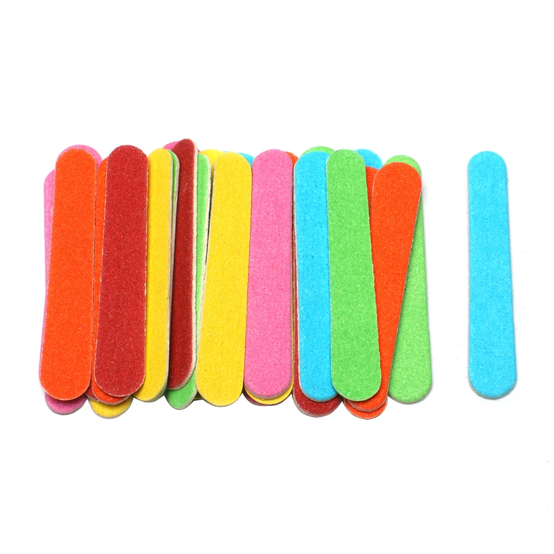 

300 Pcs/lot Mini Wooden Nail Files 180/240 Colorful wood Nail File Strong Stick Disposable Buffer Pedicure Manicure Beauty Tools